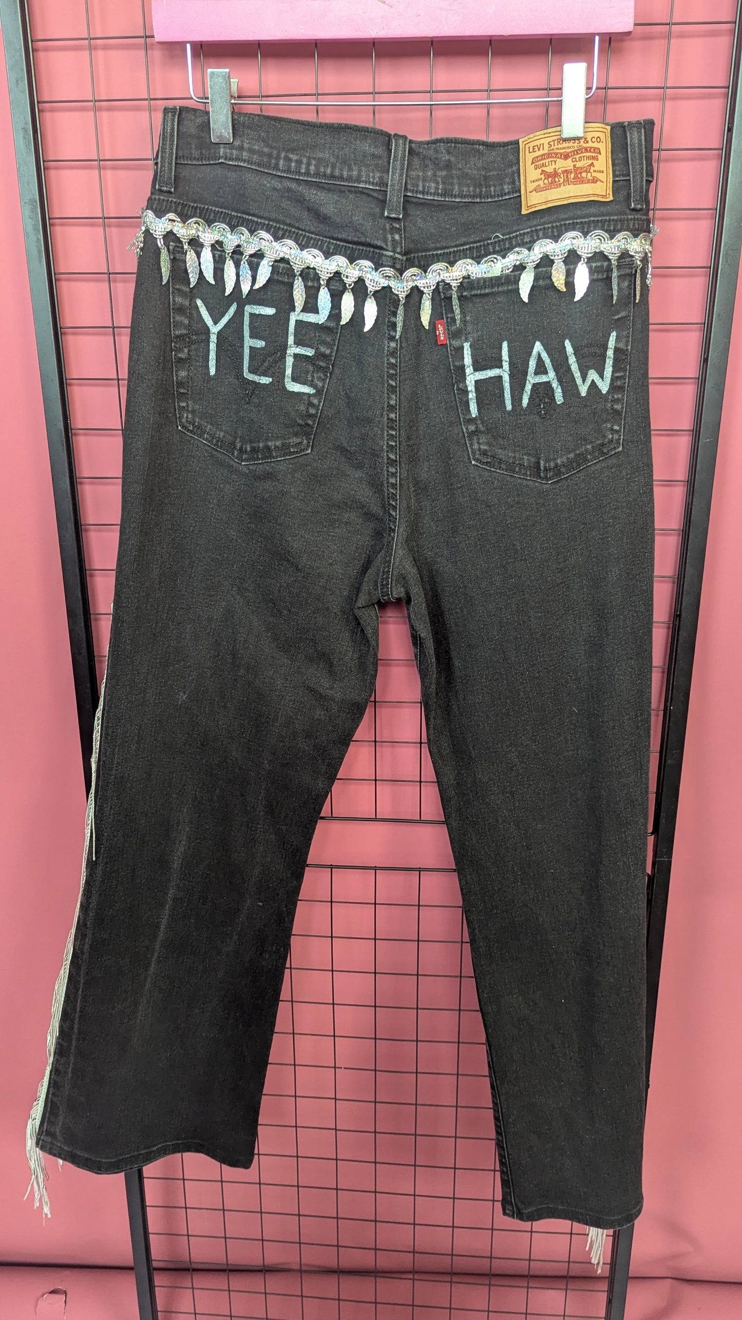 * Rework Levi Jeans - Black w/ Fringing Yee Haw