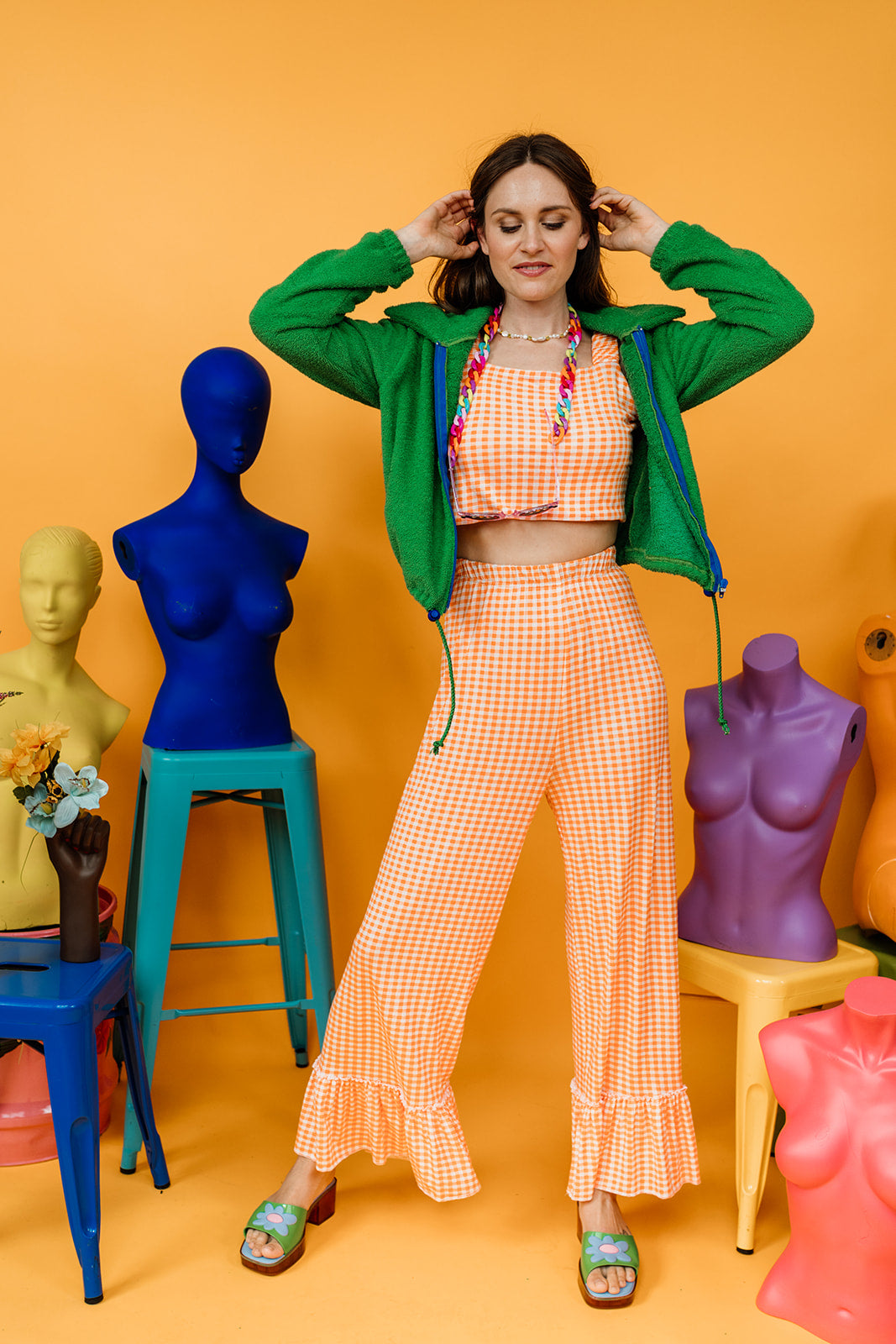 Ruffle Culottes in Orange Gingham