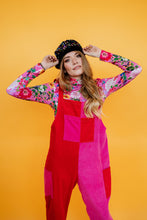 Load image into Gallery viewer, Cord Clash Dungarees in Pink and Red