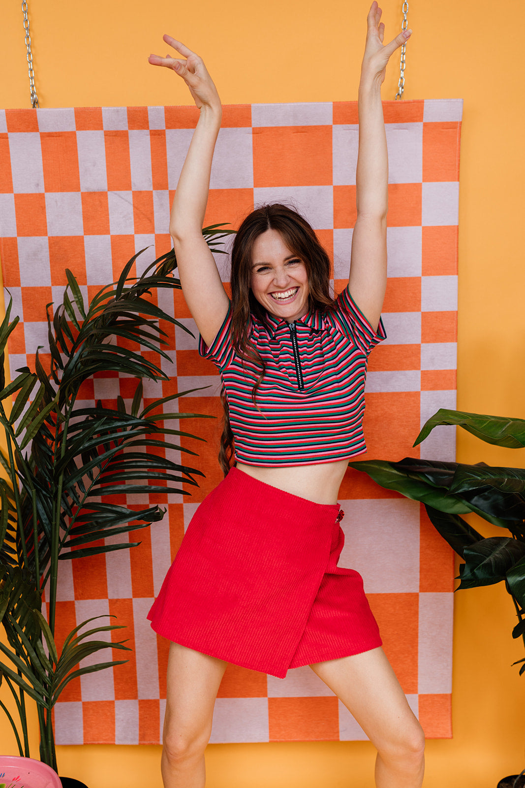Collared Babydoll Tee in Red Stripe