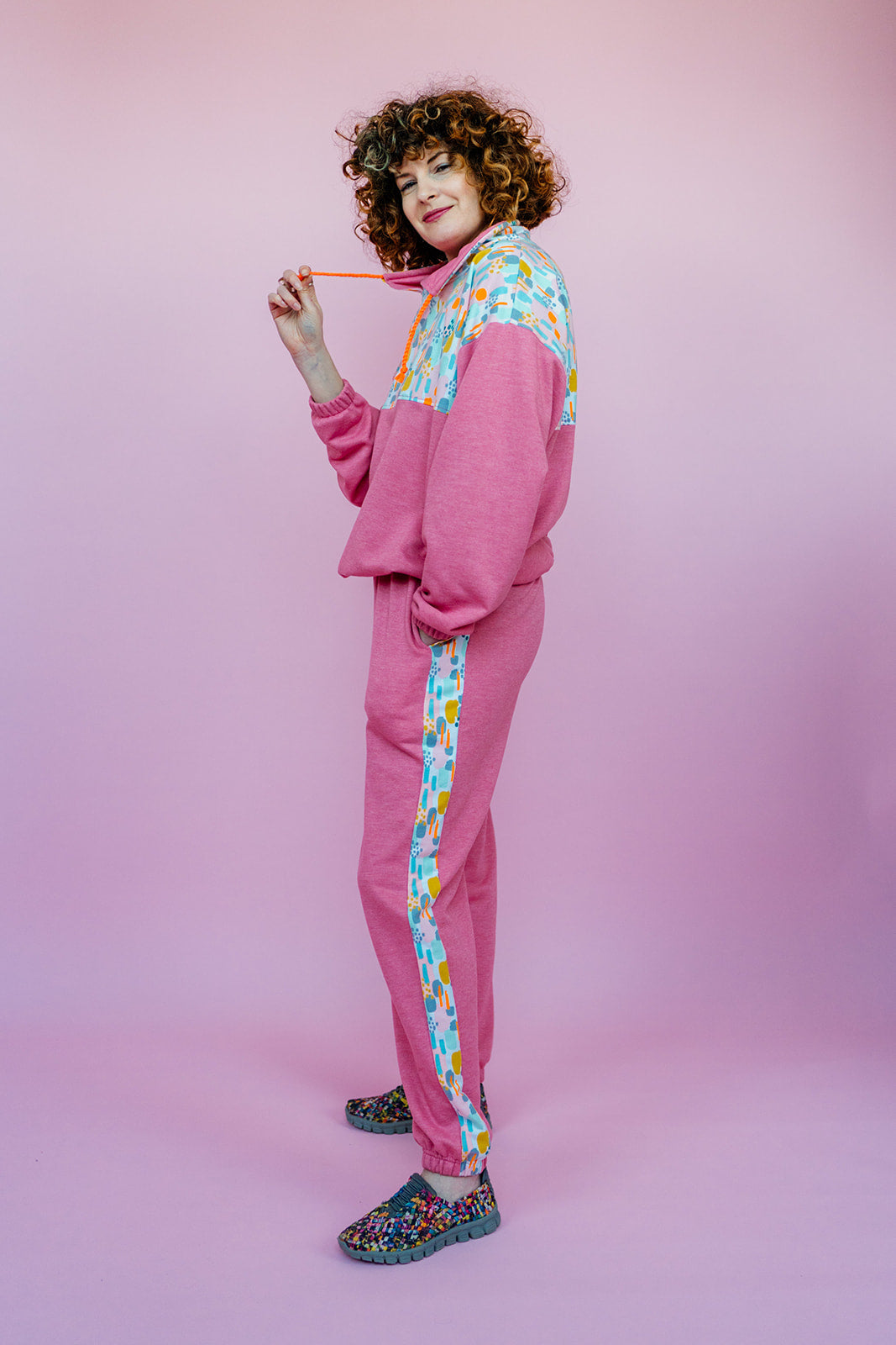 Sweatpants in Pastel Pink Abstract Paint