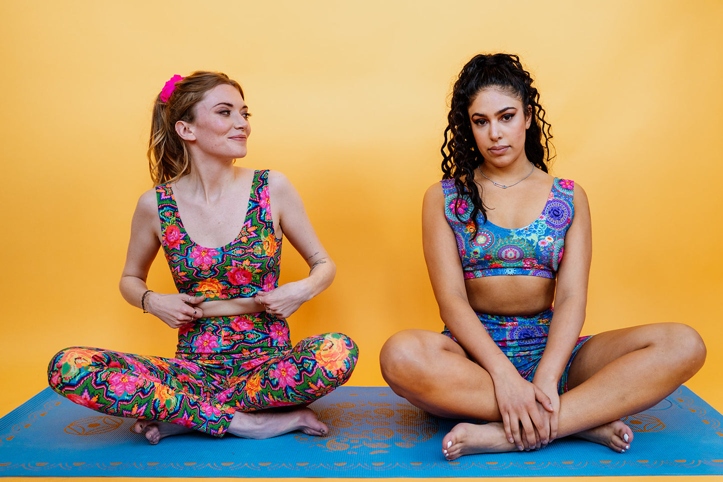 Bralette in Green Floral Cross Stitch Print
