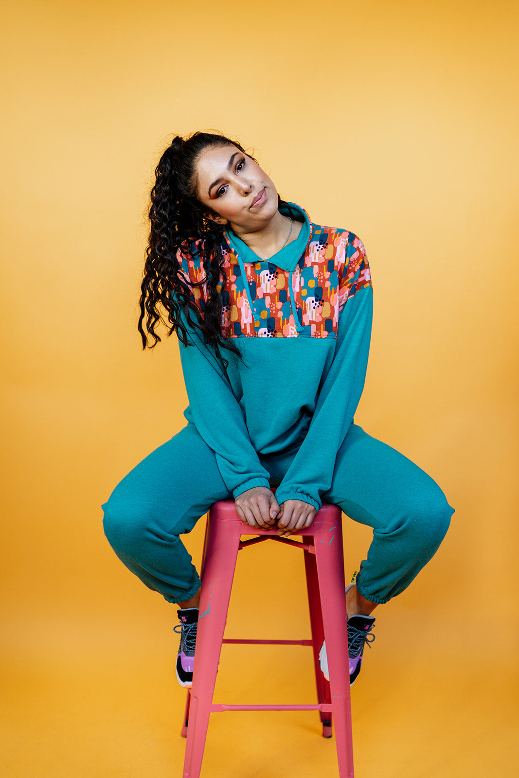 Sweatpants in Turquoise Abstract Paint