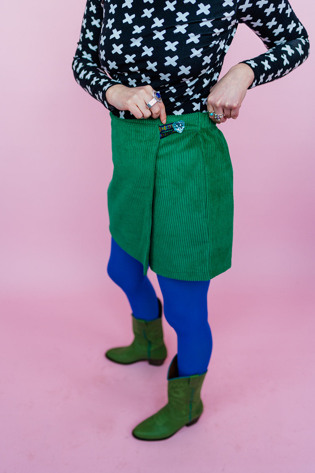 Corduroy Skort in Emerald Green