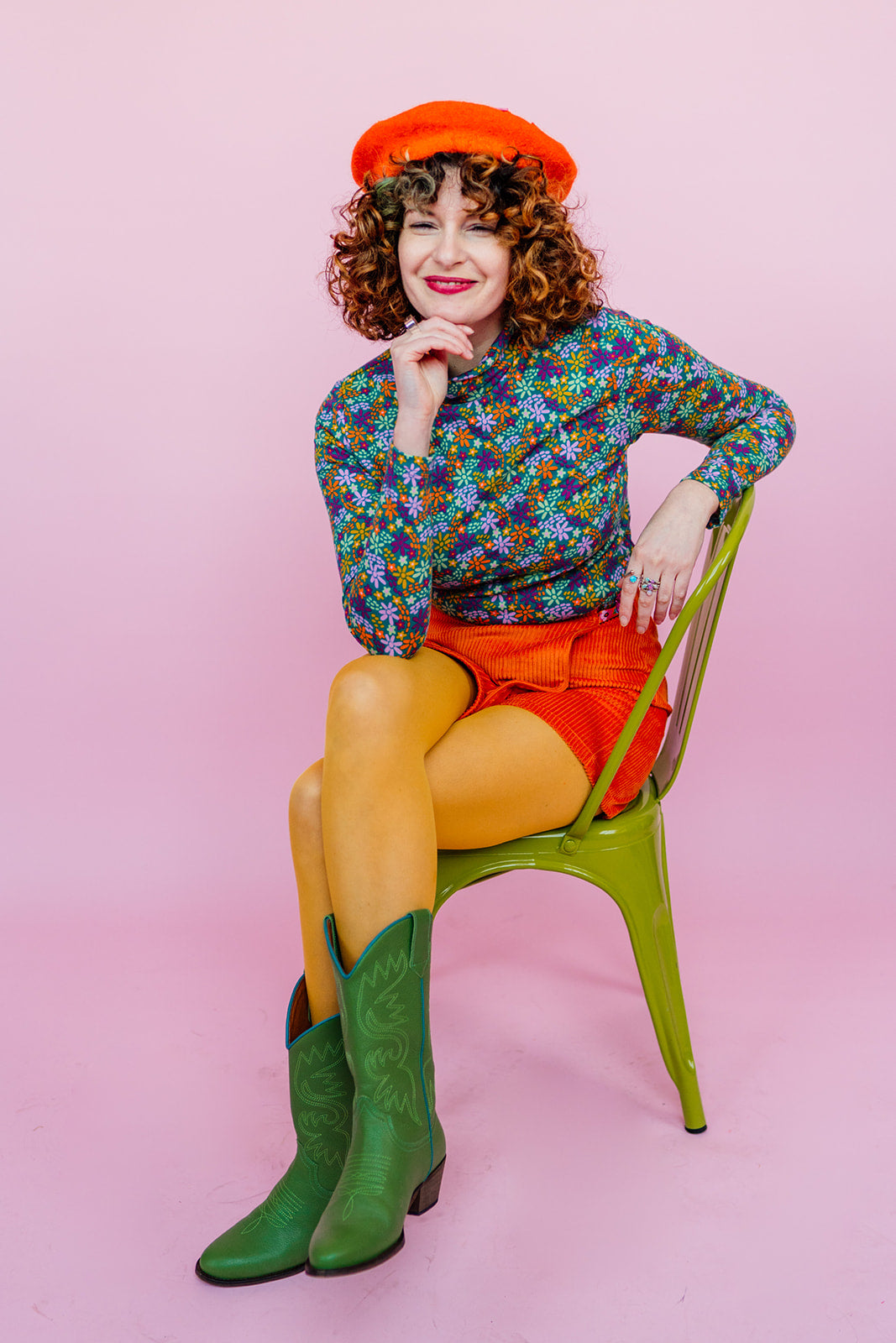 Zero Waste Beret in Zesty Orange