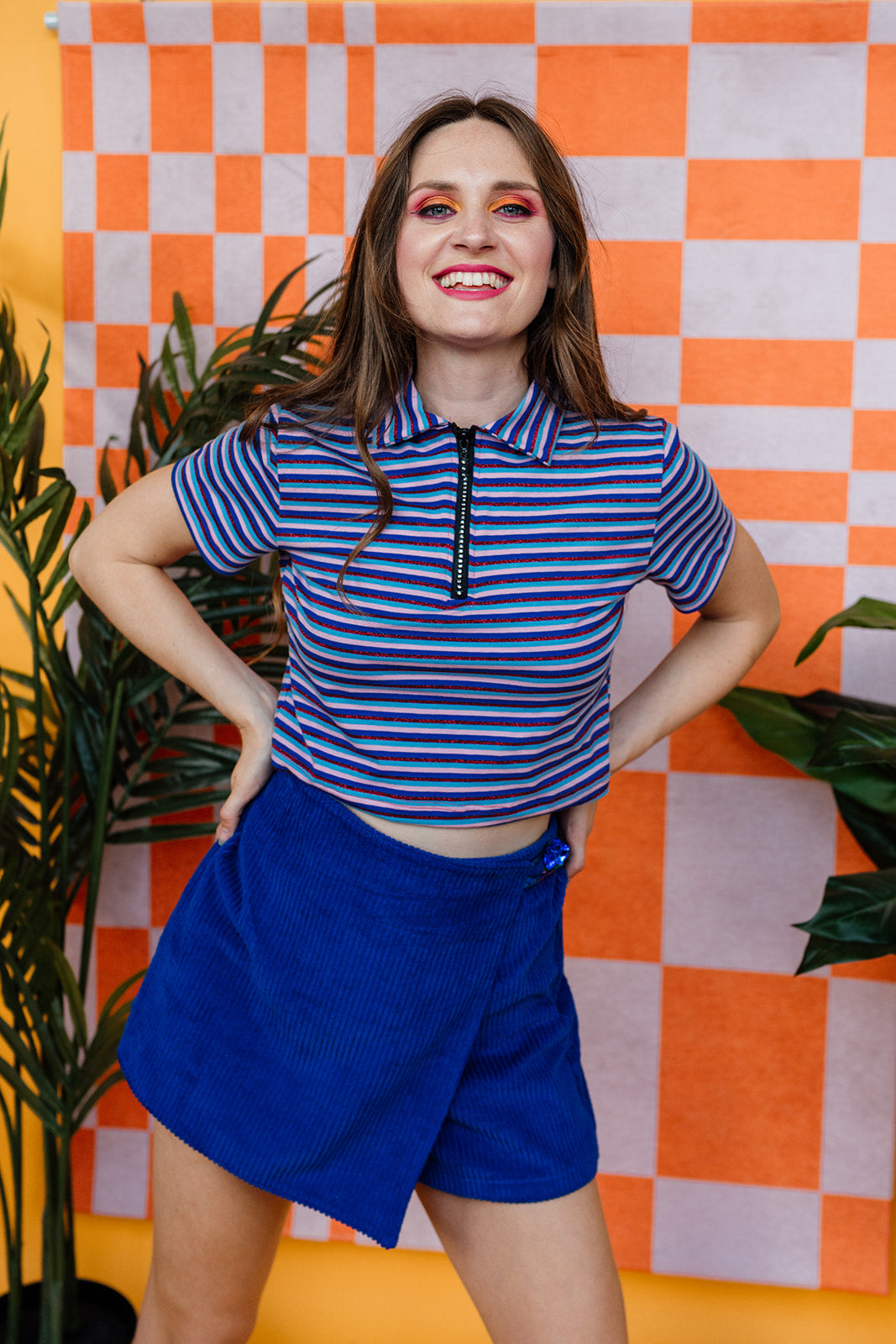 Collared Babydoll Tee in Blue Stripe
