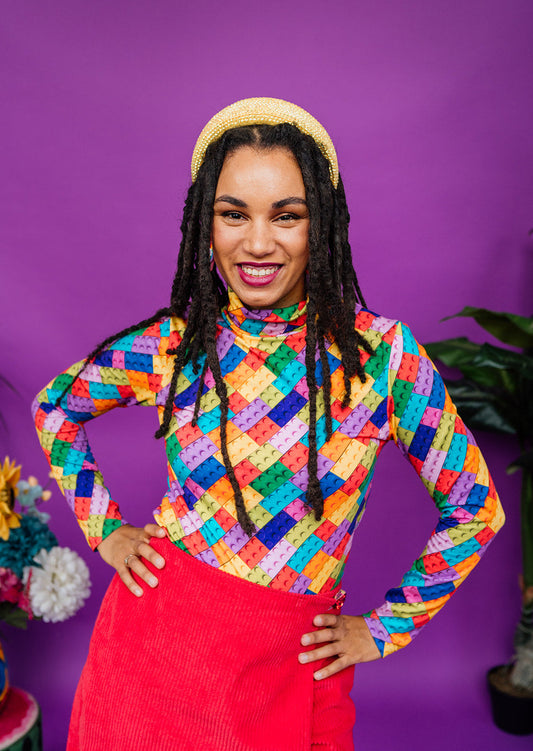* Long Sleeved Turtleneck in Rainbow Lego