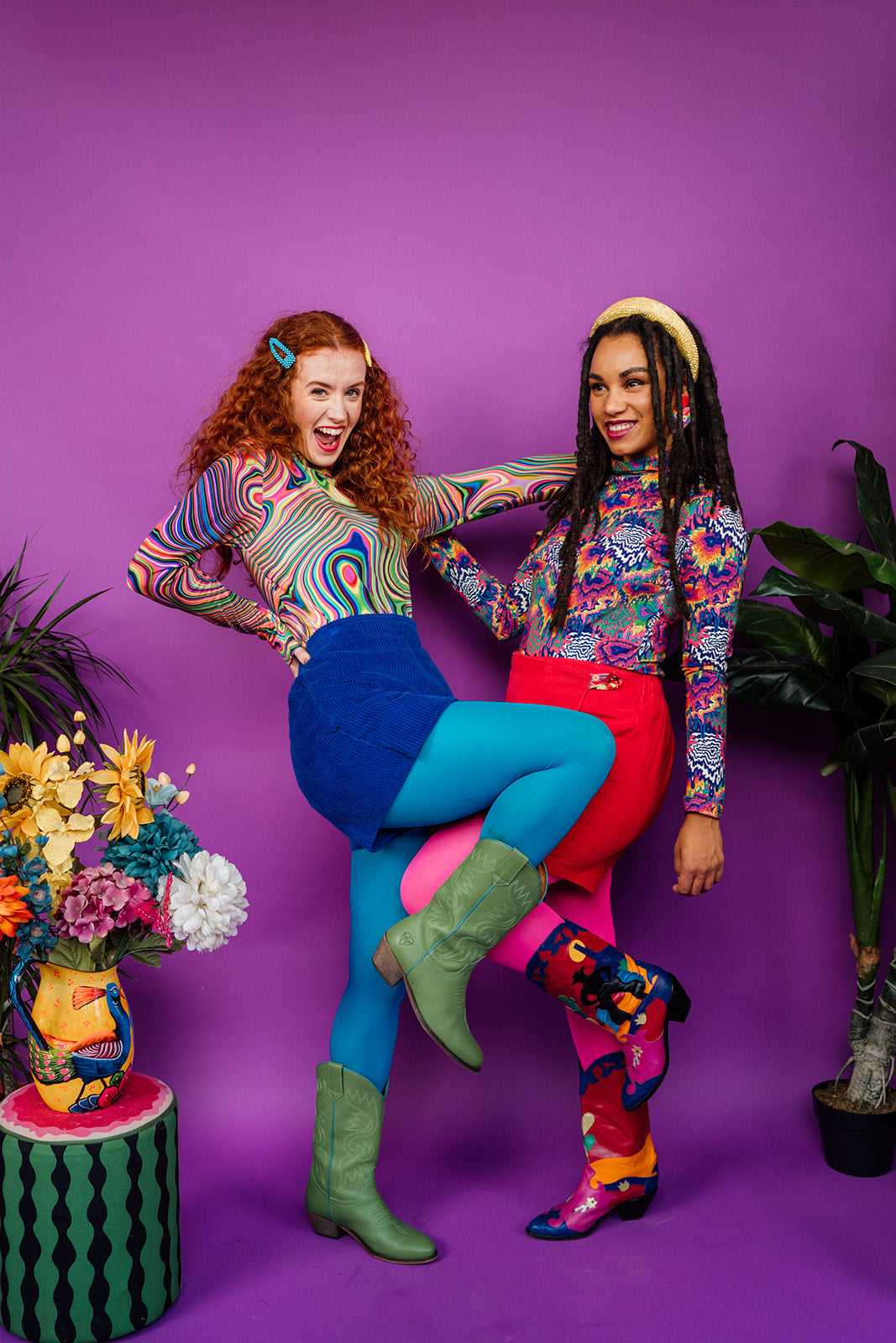 Long Sleeved Turtleneck in Acid Swirl