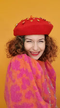 Load image into Gallery viewer, Button Embellished Beret in Red