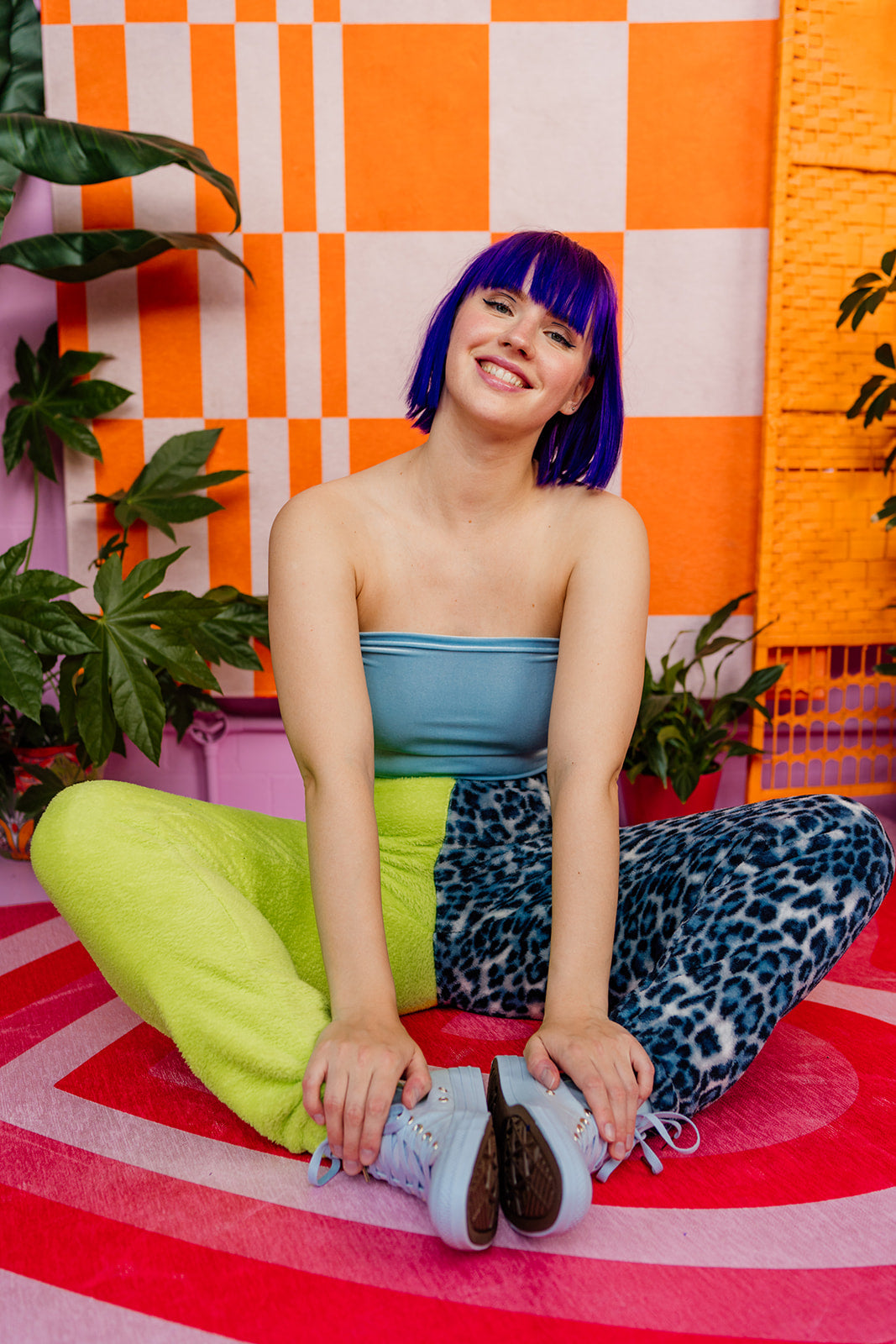 Velvet Bandeau Top in Blue