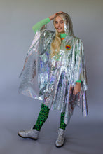 Load image into Gallery viewer, Holographic Rain Poncho in Silver