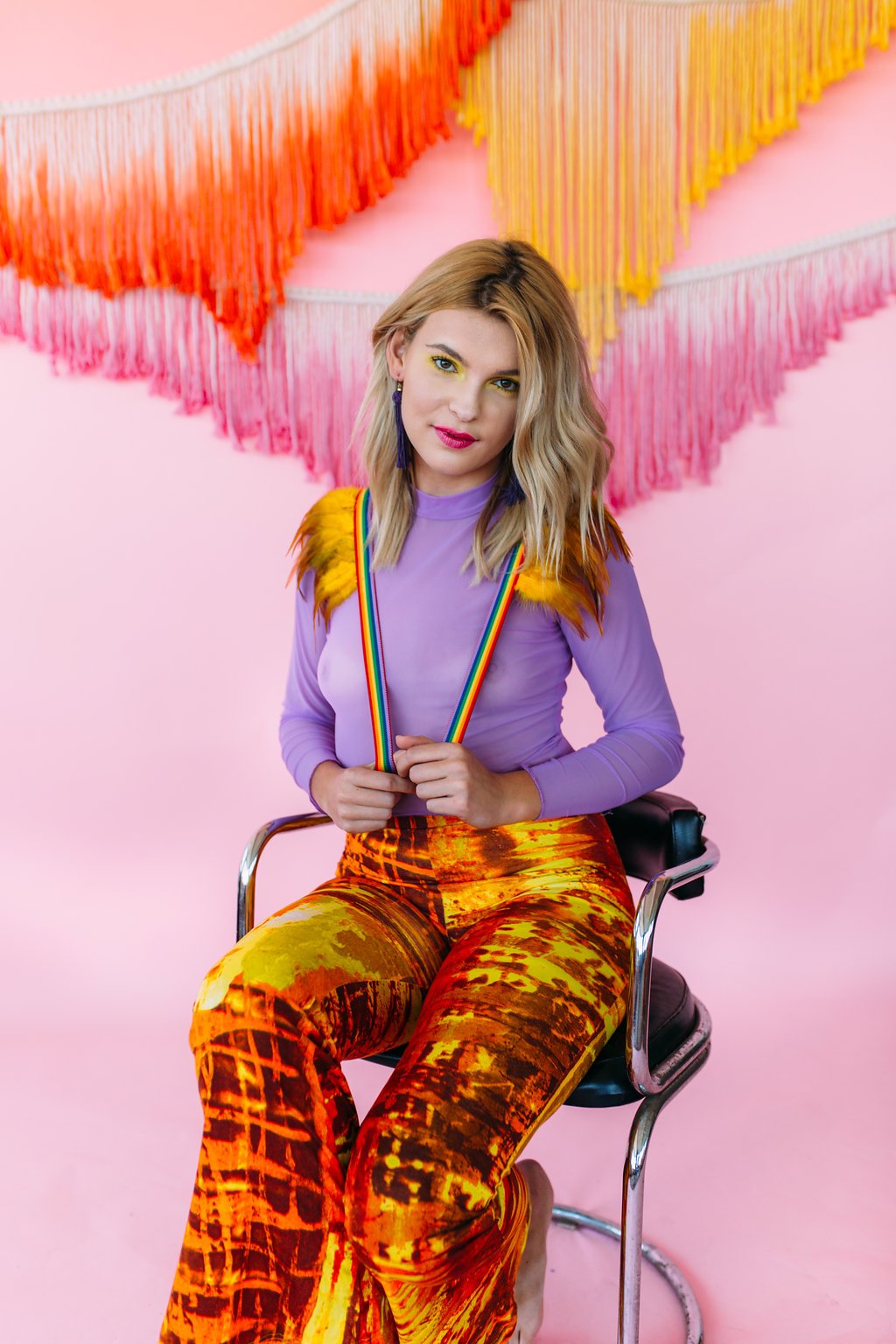Jersey Flares in Fiery Digital Print - Trouser - Megan Crook