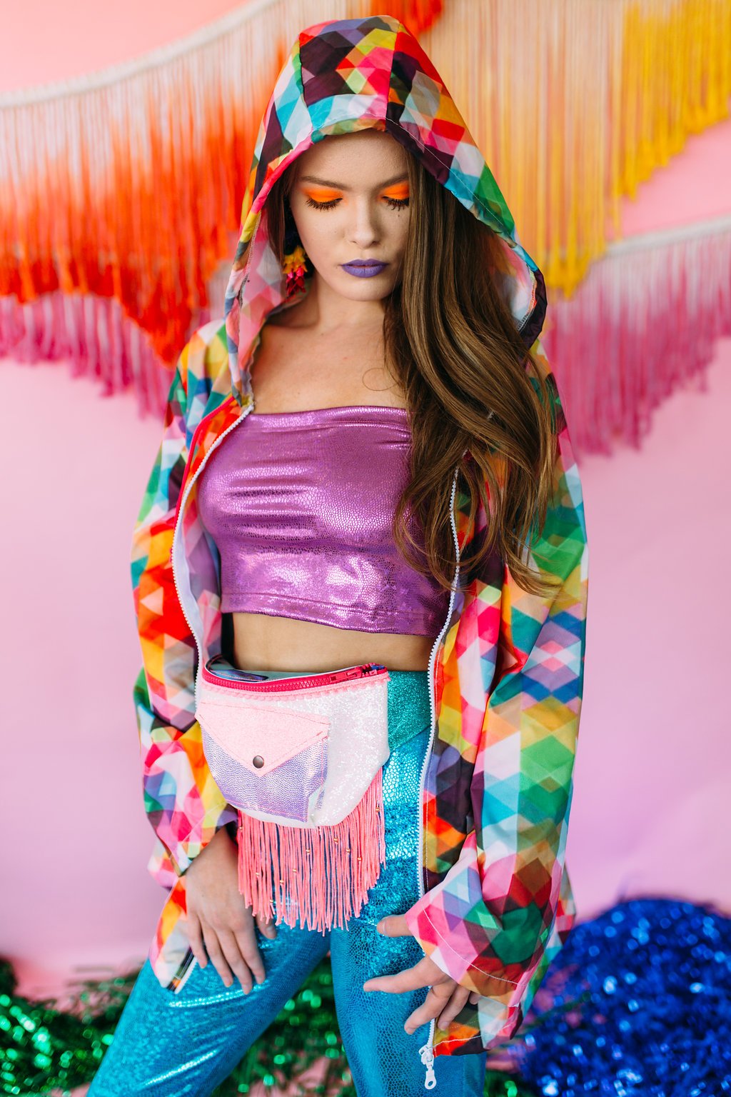 Fringe Sleeve Bandeau in Pink - Top - Megan Crook