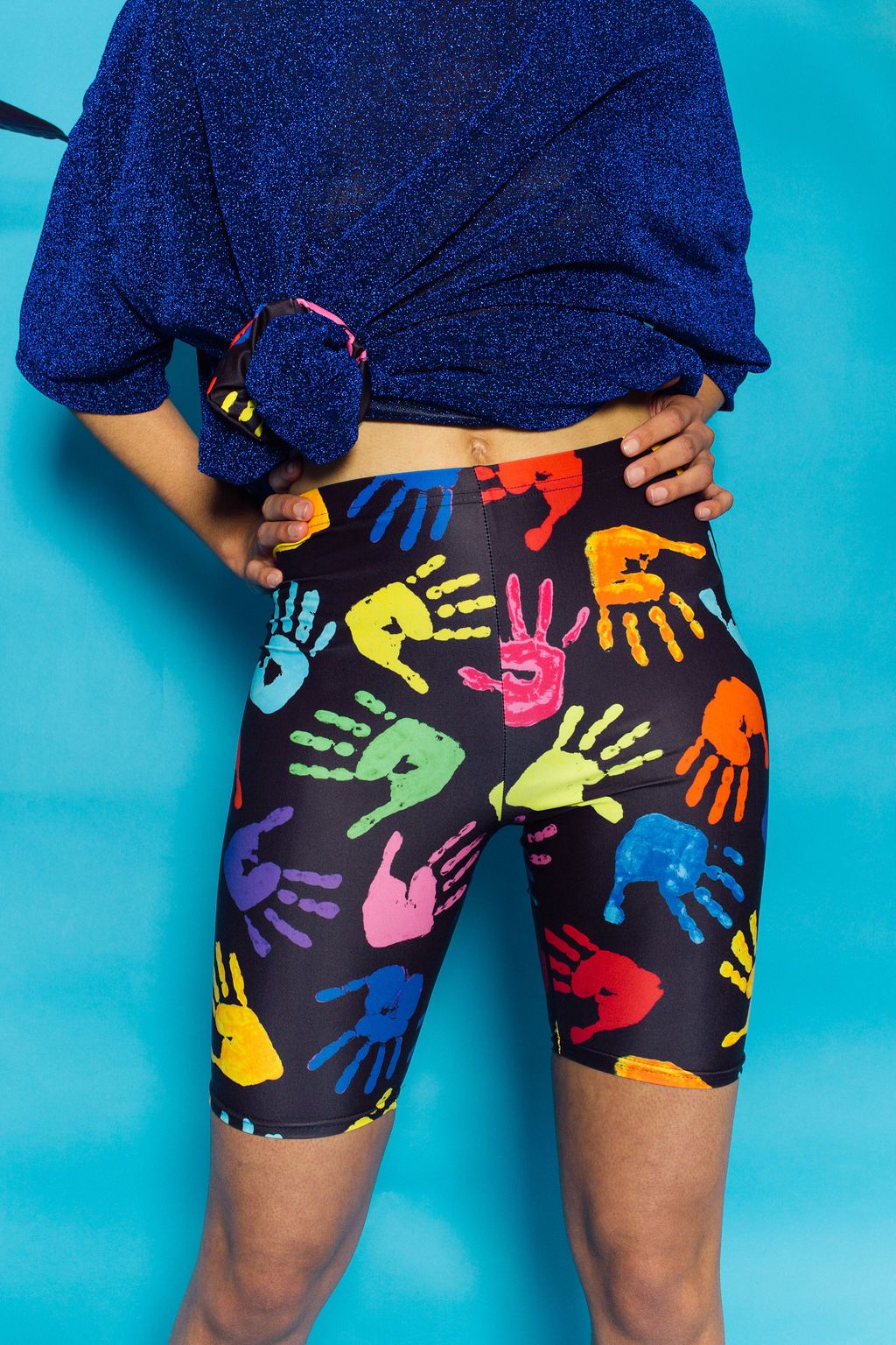 Bike Shorts in Hand Print Lycra. - Shorts - Megan Crook