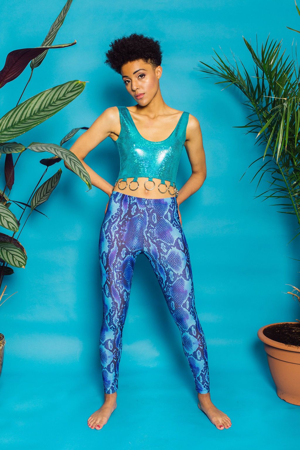 Leggings in Blue Viper Print - Leggings - Megan Crook