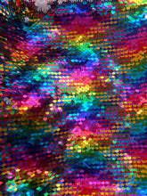 Load image into Gallery viewer, Sequin Embellished Velvet Cowl in Rainbow and Silver