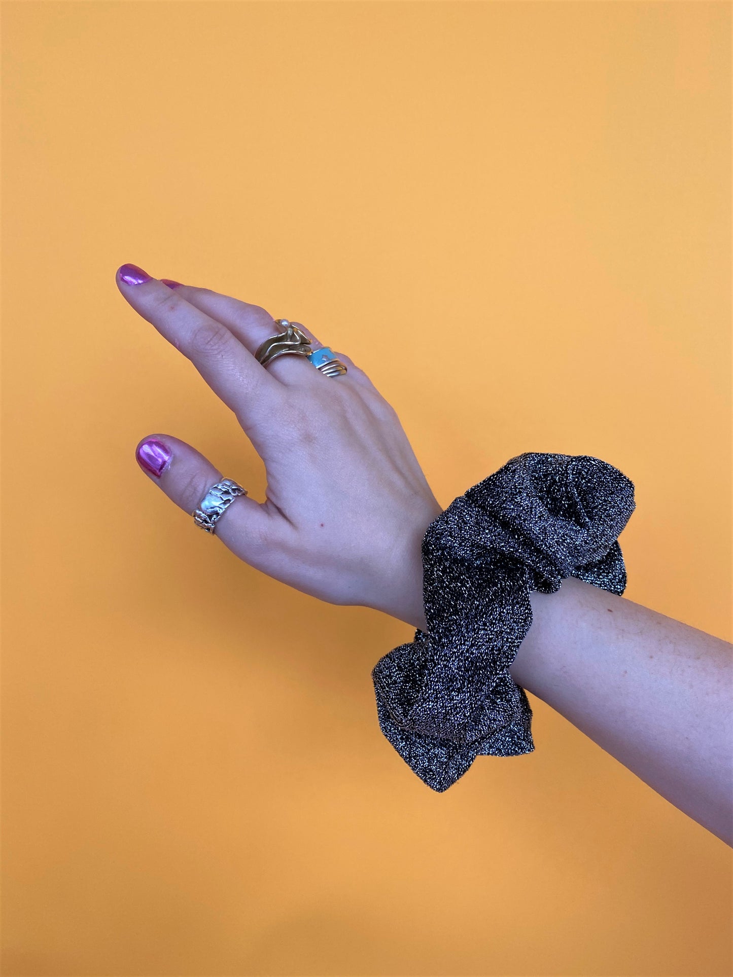 Silver Lurex Scrunchie