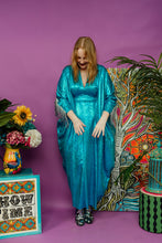 Load image into Gallery viewer, Disco Kaftan in Royal Turquoise Holographic with Fringing