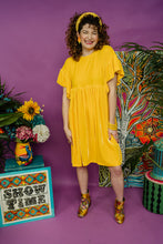 Load image into Gallery viewer, Velvet Summer Smock Dress in Yellow