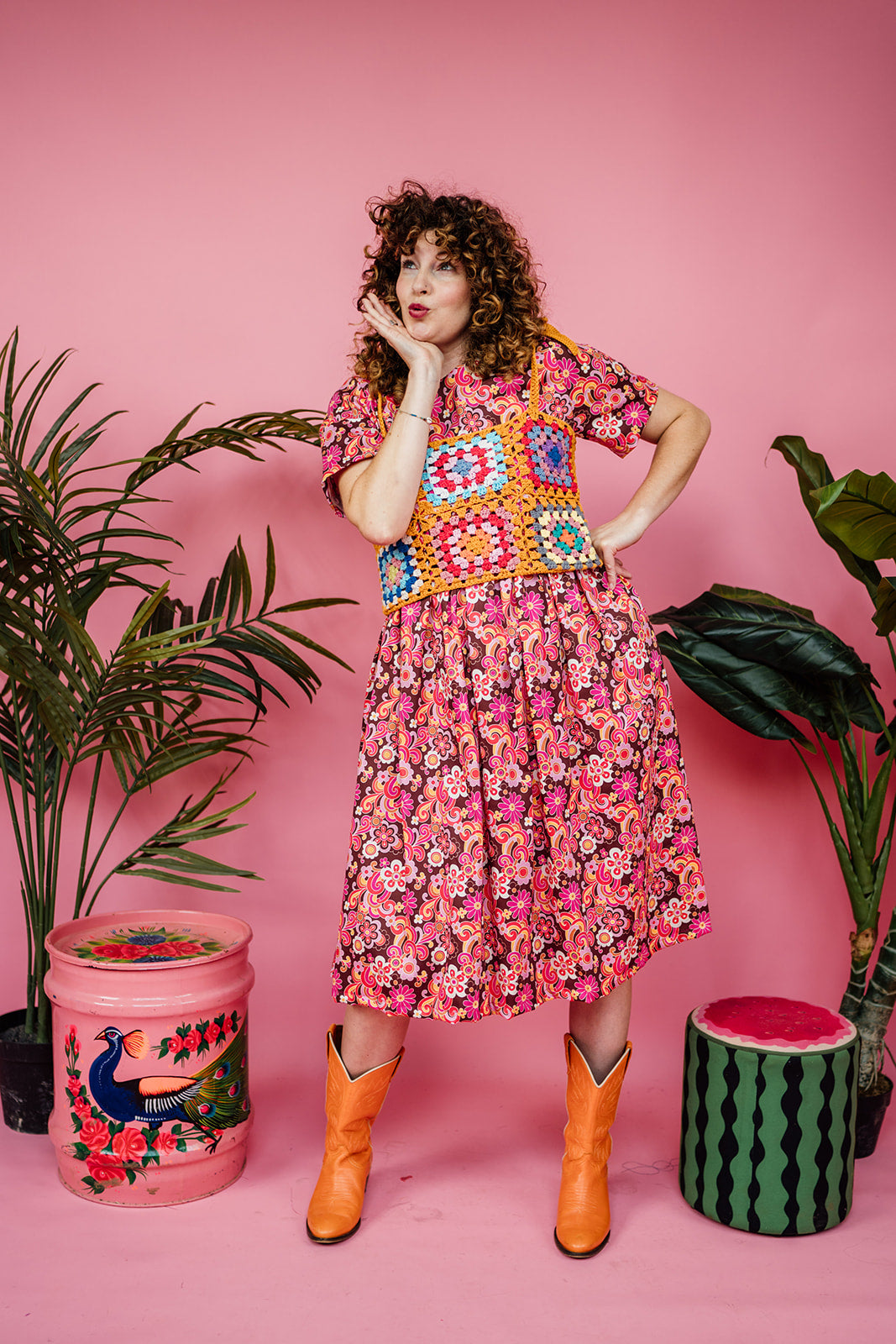 midi smock dress Midi Smock Dress in Retro Floral