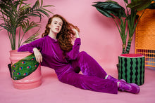 Load image into Gallery viewer, Velvet Straight Leg Trousers in Orchid