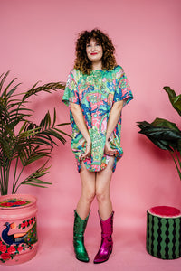 T Shirt Dress in Smile the Pain Away Print