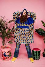 Load image into Gallery viewer, Rain Poncho in Blue and Rainbow Print