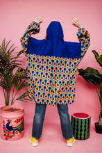 Load image into Gallery viewer, Rain Poncho in Blue and Rainbow Print