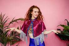 Load image into Gallery viewer, Holographic Party Cape in Hot Pink