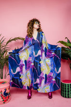 Load image into Gallery viewer, Maxi Disco Kaftan in Blue and Purple Abstract