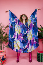 Load image into Gallery viewer, Maxi Disco Kaftan in Blue and Purple Abstract
