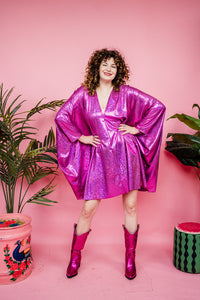 Disco Kaftan in Pink Holographic