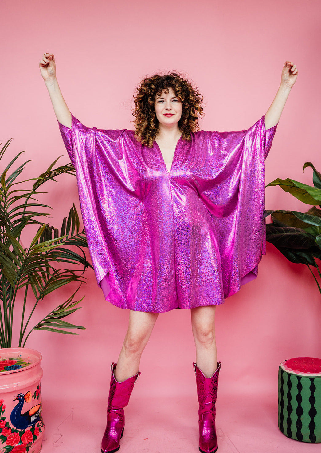 Disco Kaftan in Pink Holographic