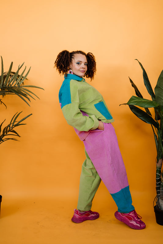 Ankle Grazer Trousers in Colour Block Cord