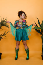 Load image into Gallery viewer, Fringe Crop Top in Green Crochet Print