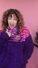 Load image into Gallery viewer, Half-Zip Pullover in Pink Tiger and Purple Teddy