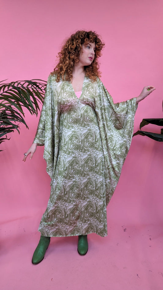 Disco Kaftan in Olive Marble