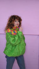 Load image into Gallery viewer, Half-Zip Pullover in Rainbow Jigsaw and Green Teddy