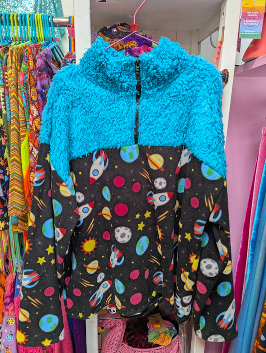 Half Zip Lite in Space Fleece and Blue Teddy