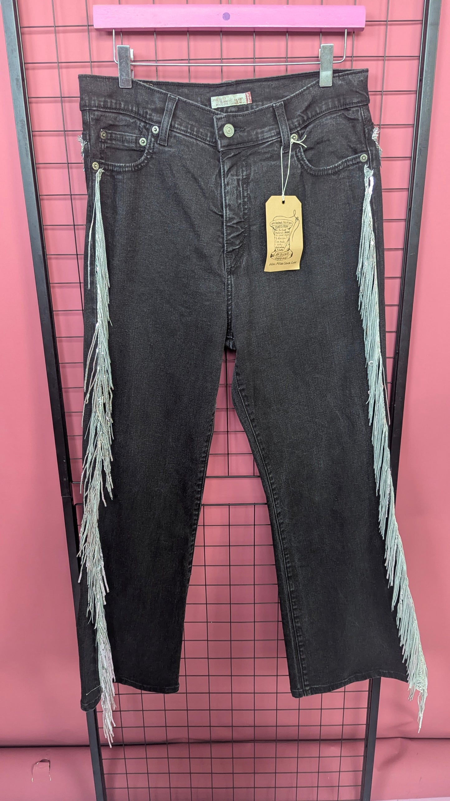 * Rework Levi Jeans - Black w/ Fringing Yee Haw