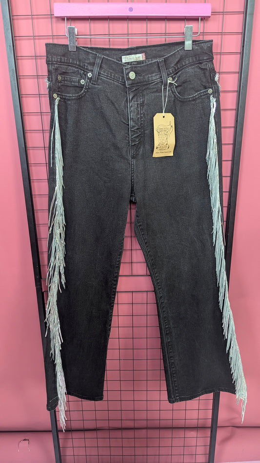 * Rework Levi Jeans - Black w/ Fringing Yee Haw