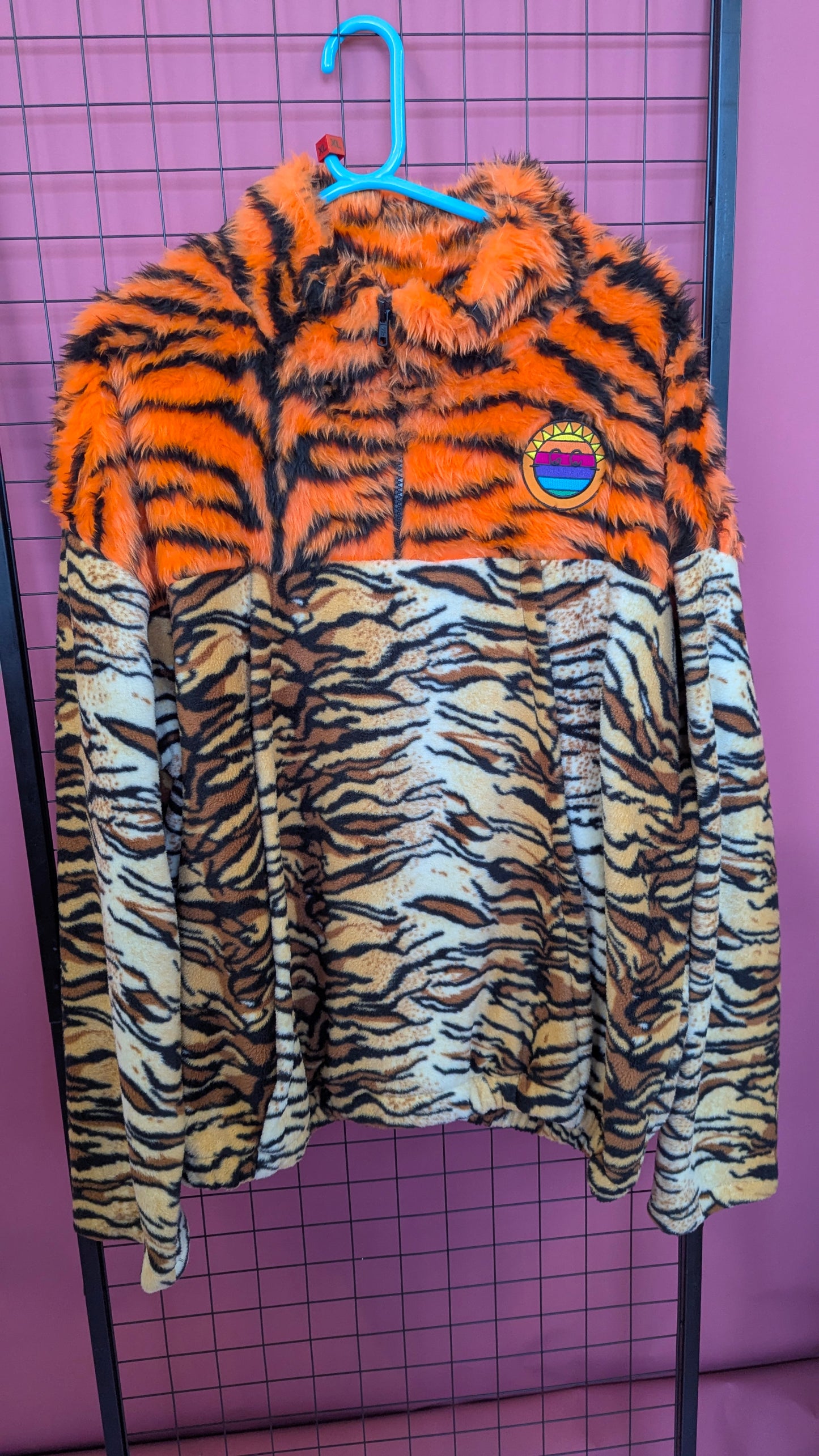 Half-Zip Pullover in Rainbow Leoaprd and Tiger