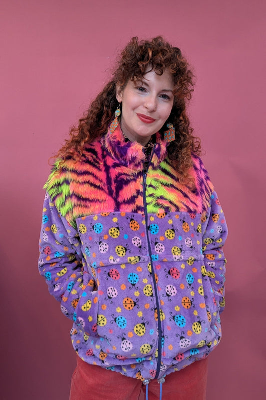 Full Zip Jumper in Ladybird Fleece and Carnival Tiger