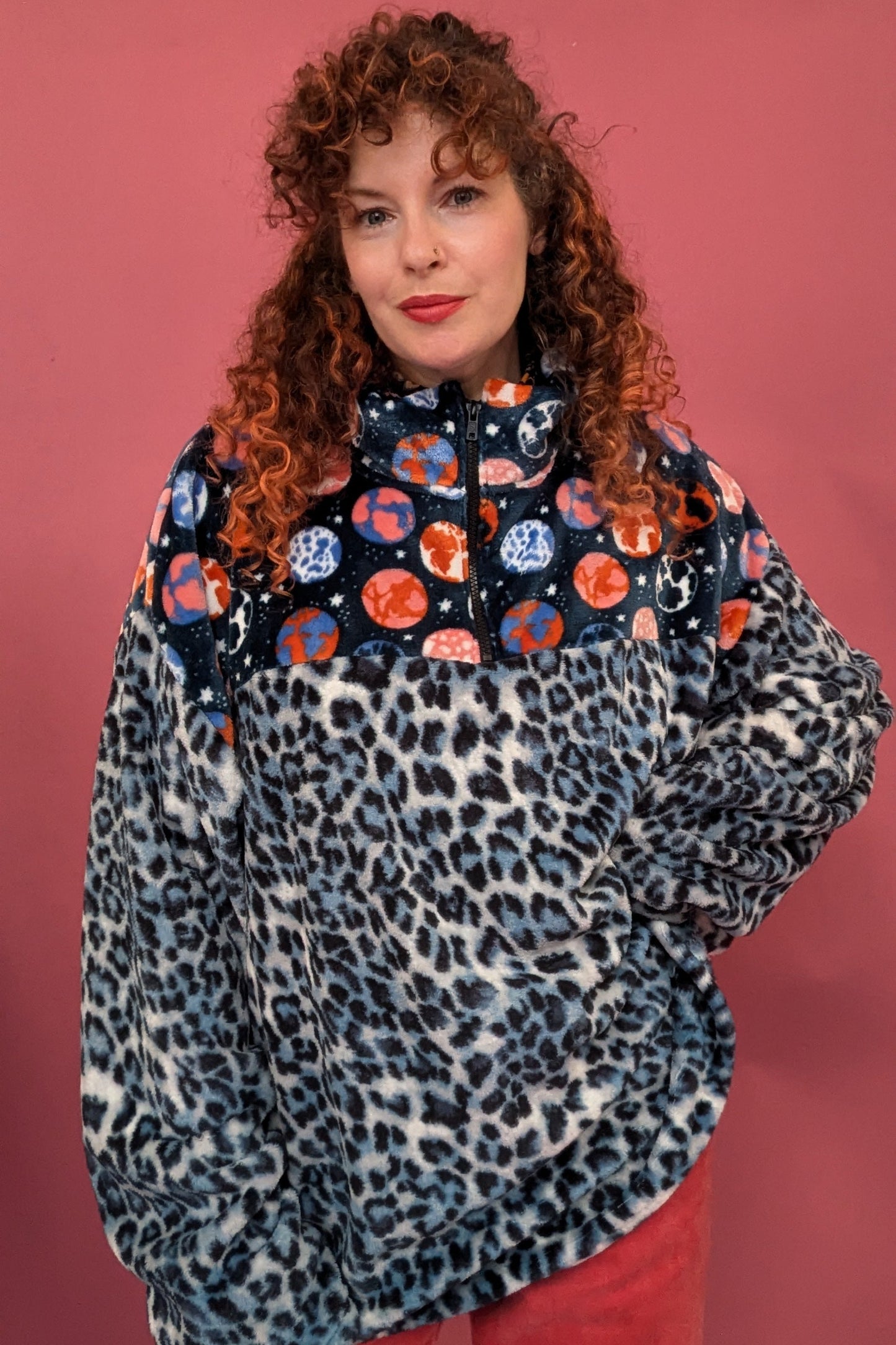 Half Zip Lite in Intergalactic and Blue Leopard