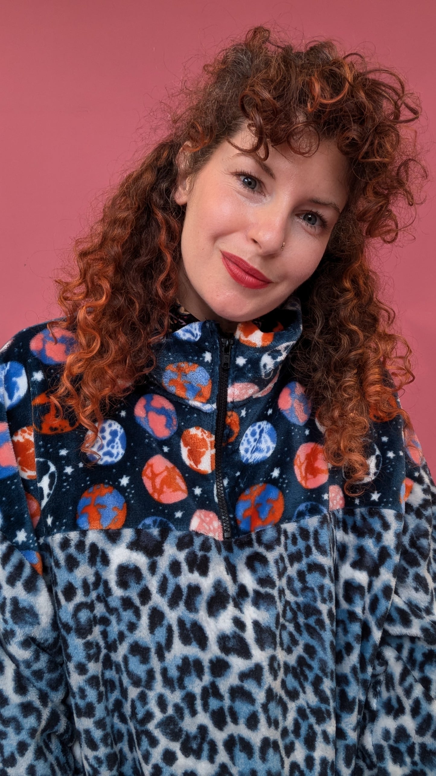 Half Zip Lite in Intergalactic and Blue Leopard