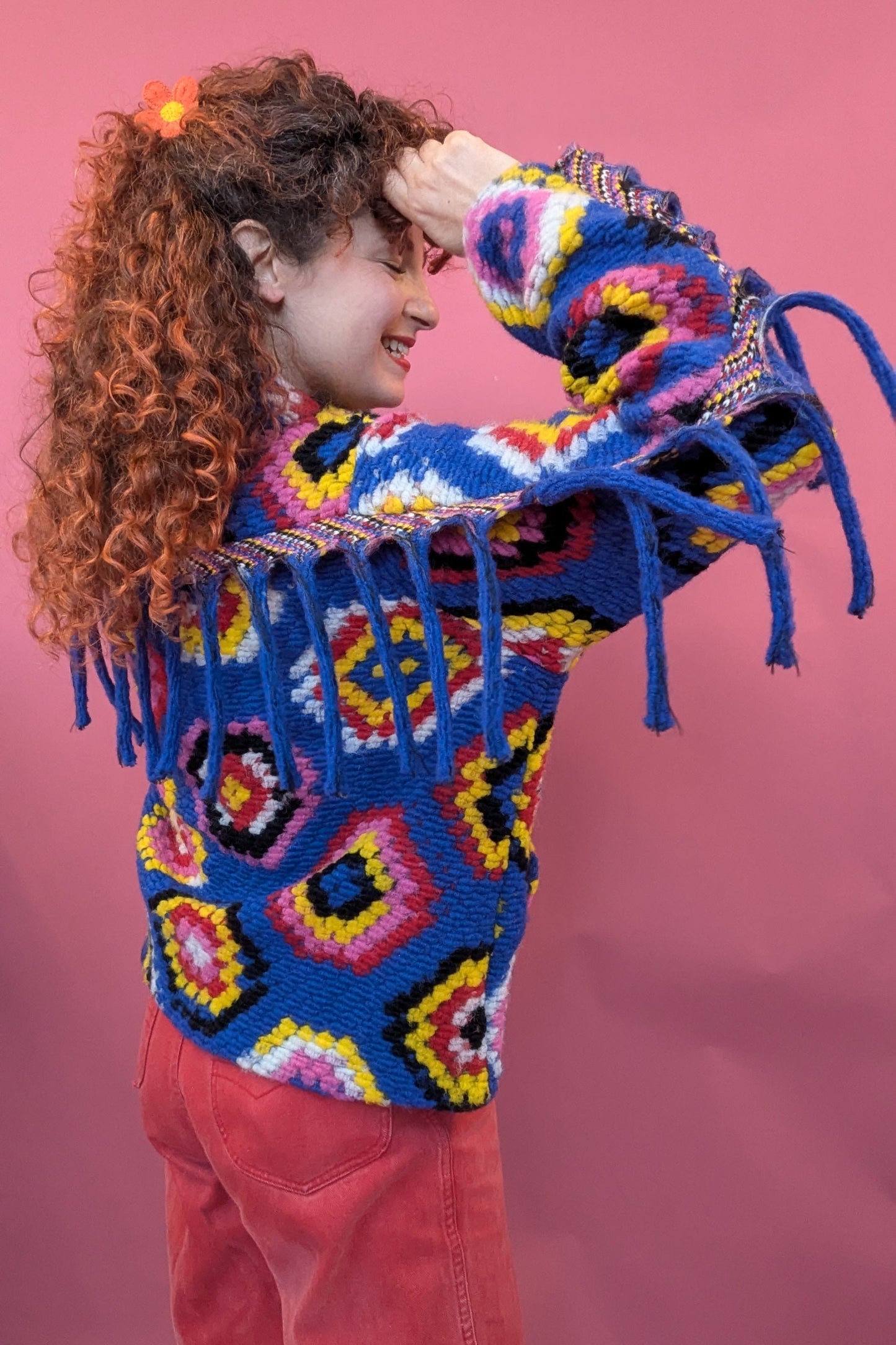 Trophy Jacket in Blue Crochet