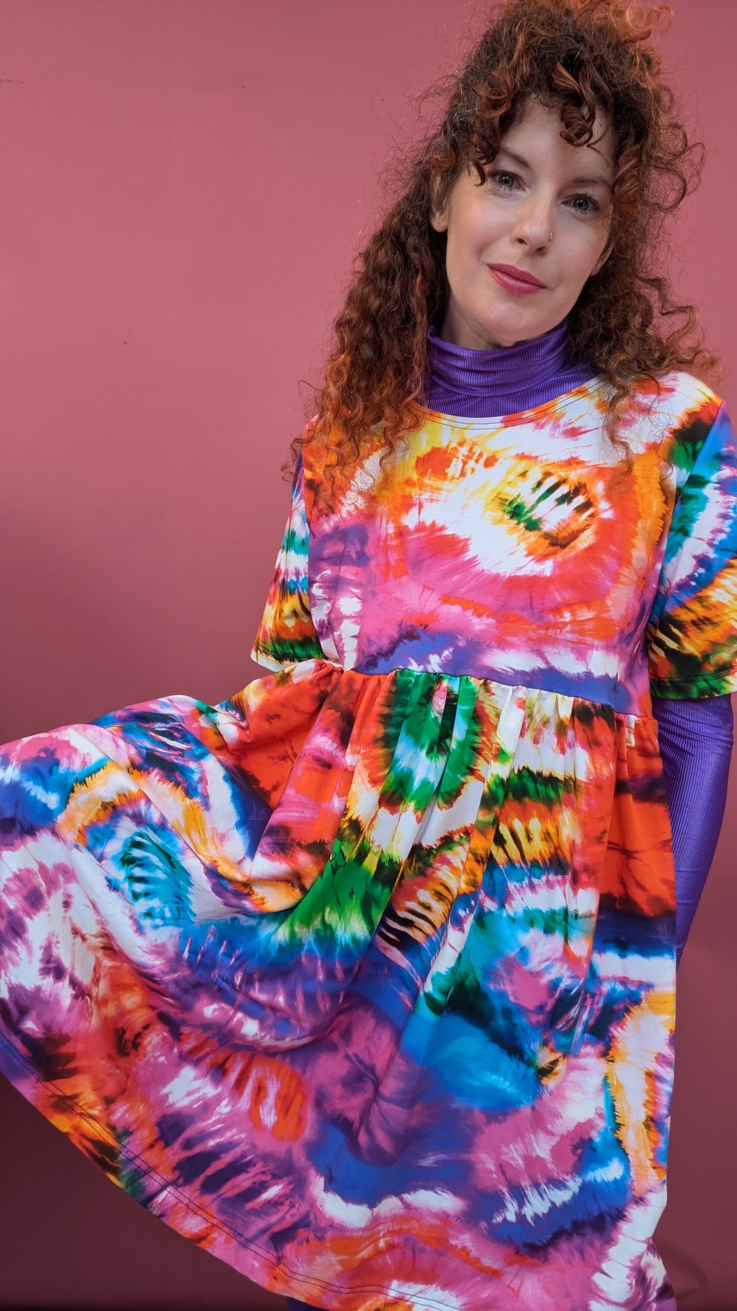 Jersey Smock Dress in Tie Dye