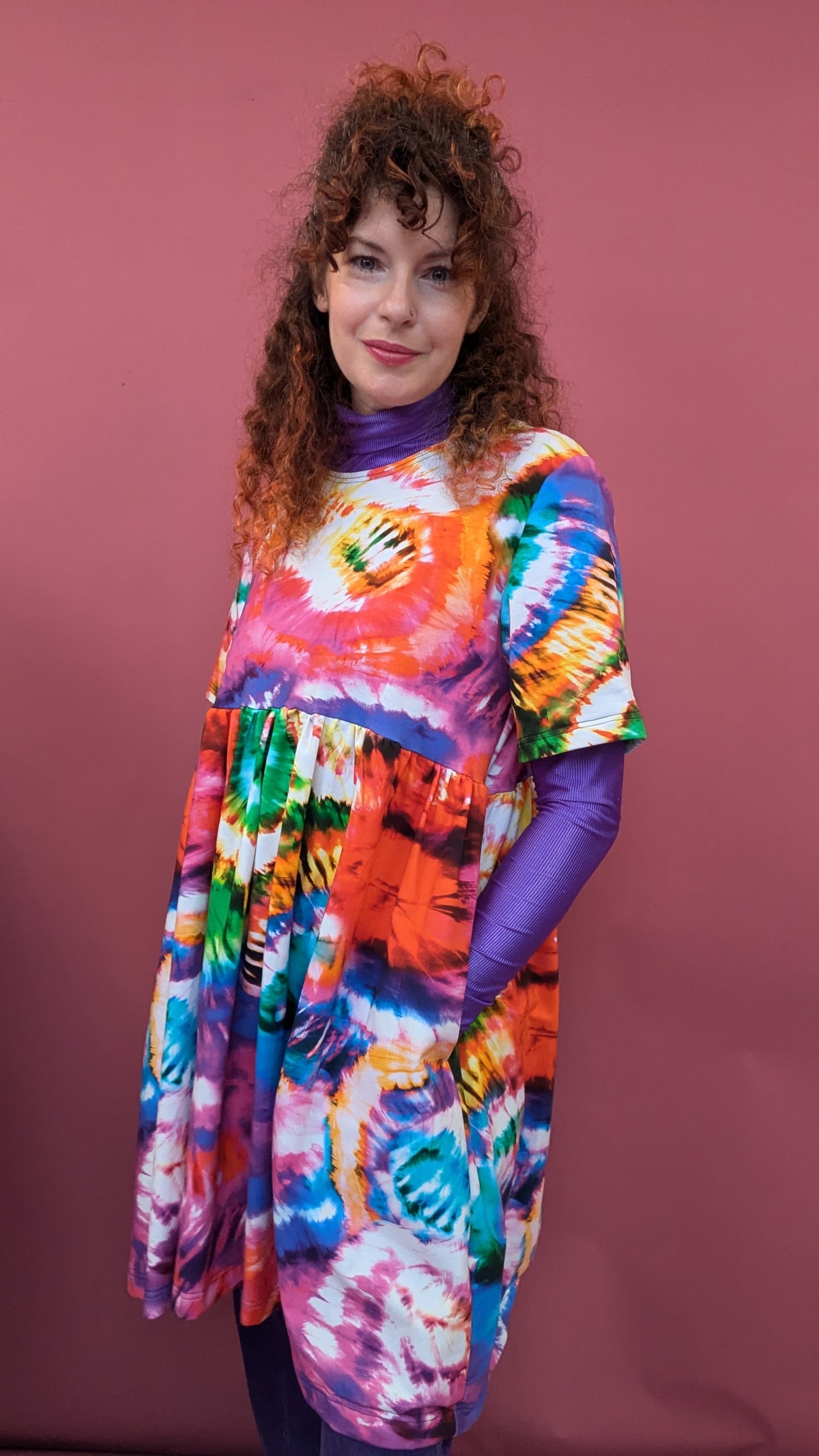 Jersey Smock Dress in Tie Dye