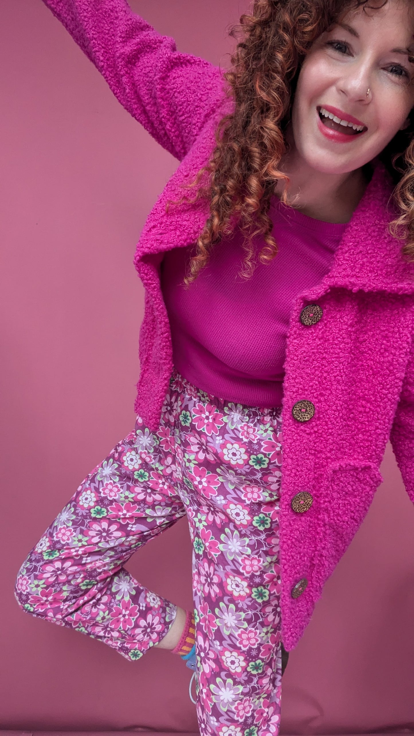 Needlecord Ankle Grazer Trousers in Polly Pocket Floral