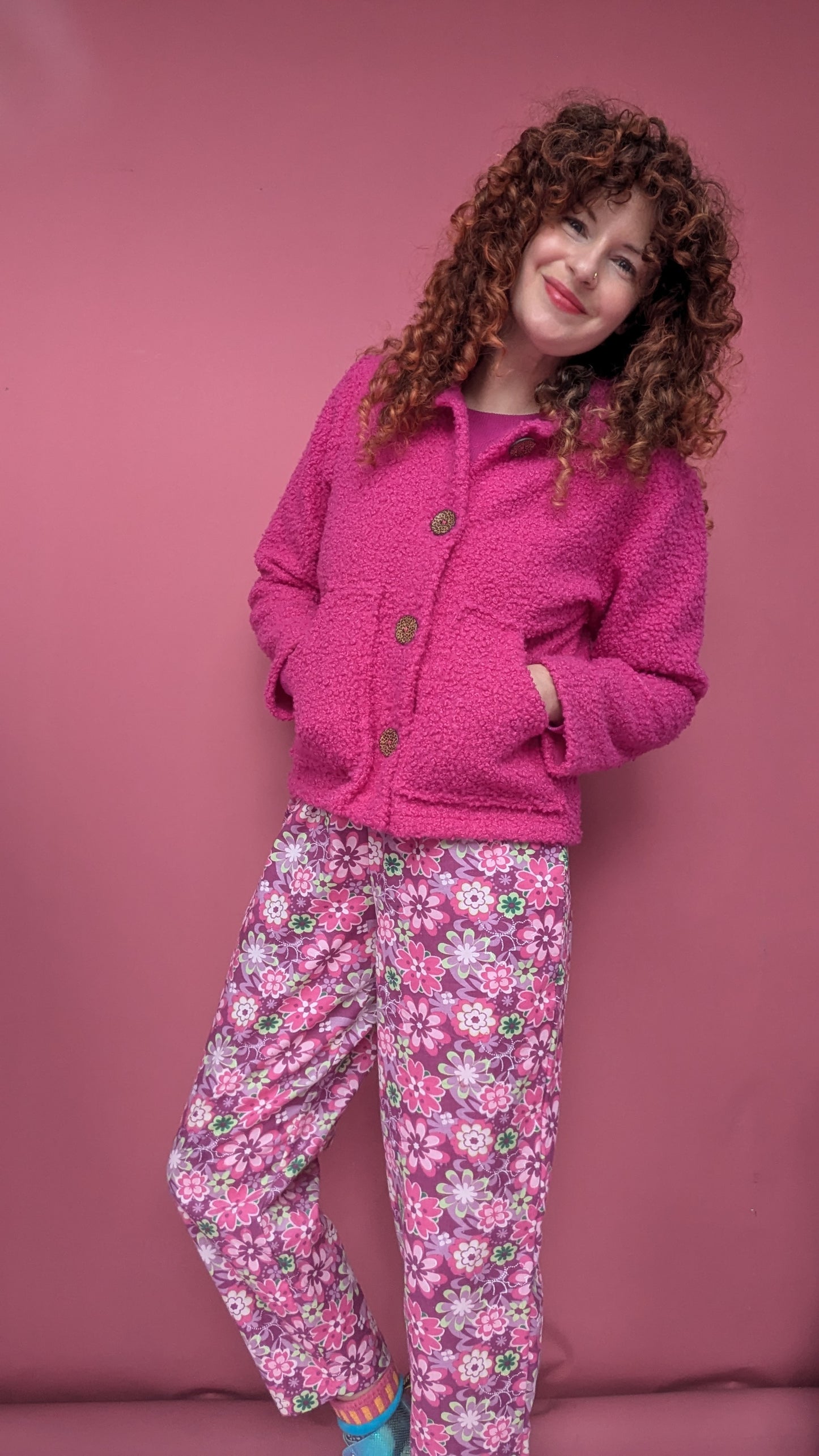 Needlecord Ankle Grazer Trousers in Polly Pocket Floral